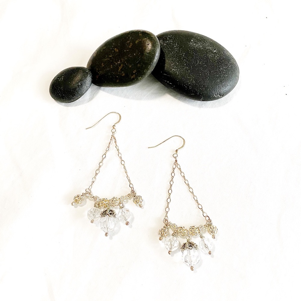 Sterling Silver and Crystal Chandelier Earrings - Picture 2 of 5